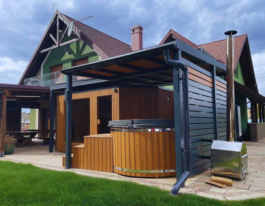 Zestaw ogrodowy - jacuzzi, sauna, beczka do schładzania