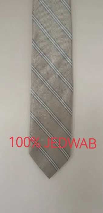 Srebrny krawat w paski jedwabny FAÇONNABLE