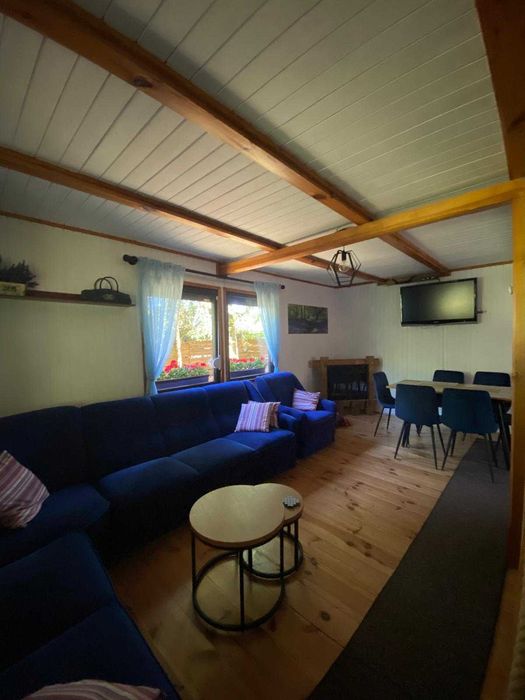 Domek nad jeziorem Łąkie jacuzzi sauna prywatny pomost