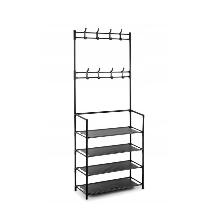 Wieszak Na Ubrania Buty Stojak Metalowy Czarny Haczyki Loft Garderoba