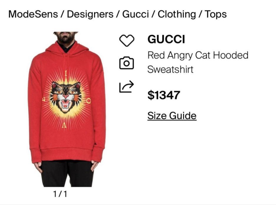 Худі GUCCI Angry Cat оригінал