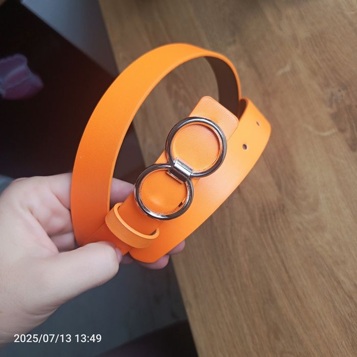 Nowy pasek neonowy 105 cm ekoskórka pomarańcz
