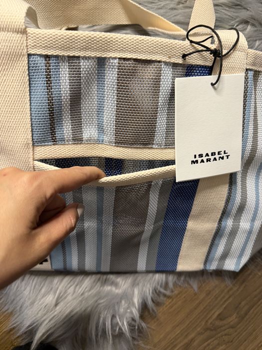 Isabel Marant shopperka niebieskie paski duża torba
