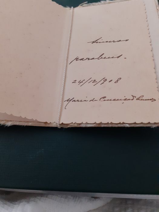 Capa em cartão grosso,  flor relevo para enviar c. presentes de 1908