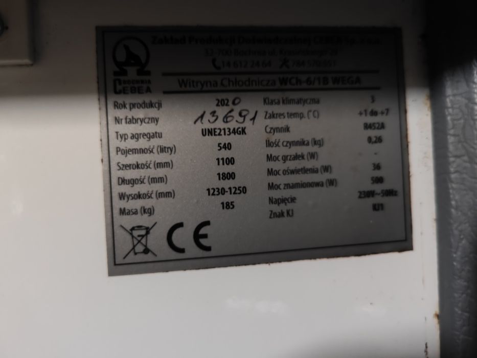Lada chłodnicza CeBeA Wch-6/1B Wega 1.8m