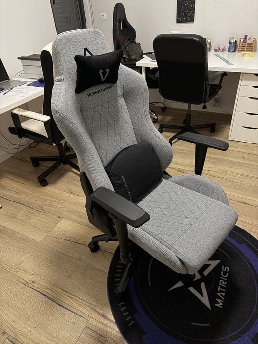 Cadeira Gaming Alpha Gamer Gaia Light Grey Fabric V2