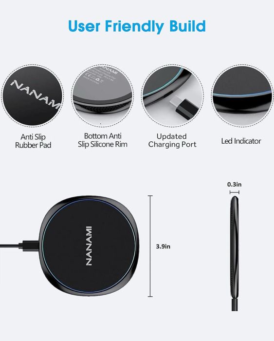 NANAMI Bezprzewodowa ładowarka Qi 10 W do iPhone'a i Samsunga