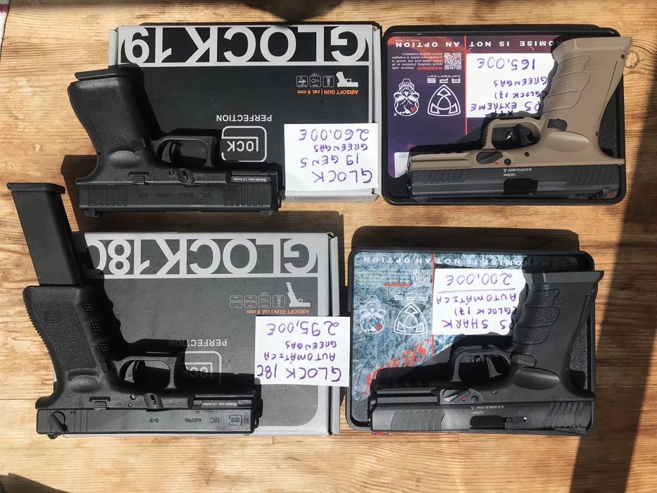 Pistola Airsoft Greengas e CO2  blowback Glock 17 - 19 e 18 Automatica