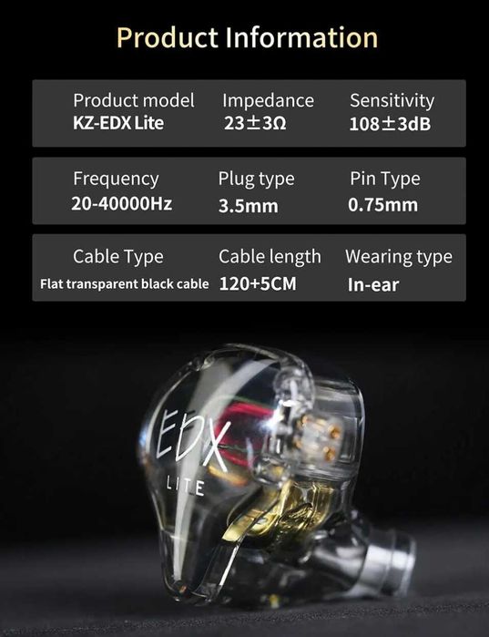 KZ EDX Lite Grey no Mic