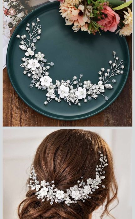 Kwiatowa opadka do wlosów dla Panny Młodej