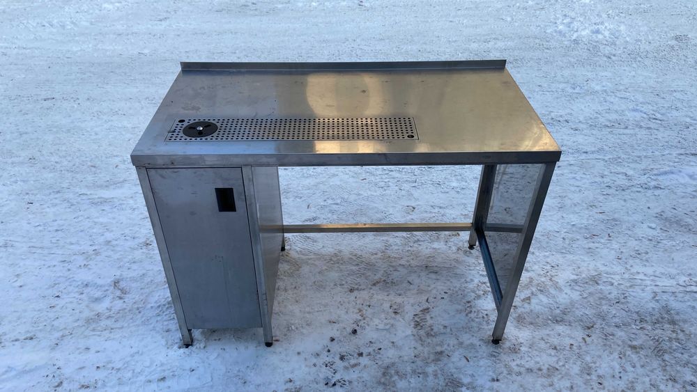 Б/у стол тумба с мойкой из нержавейки для кафе ресторана бара