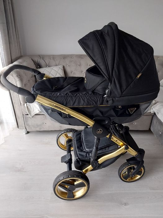 Wozek 3w1 4w1 Junama diamond s line czarny czarno zloty wysyłka bdb za