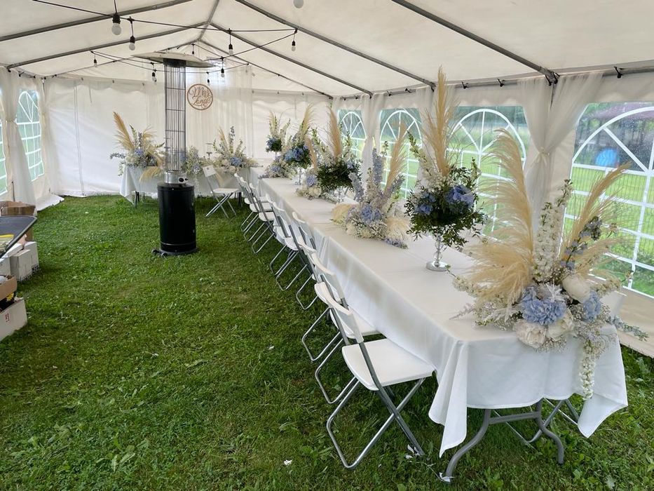 Namiot imprezowy 3x6 dla 20stu osób, stoły, krzesła