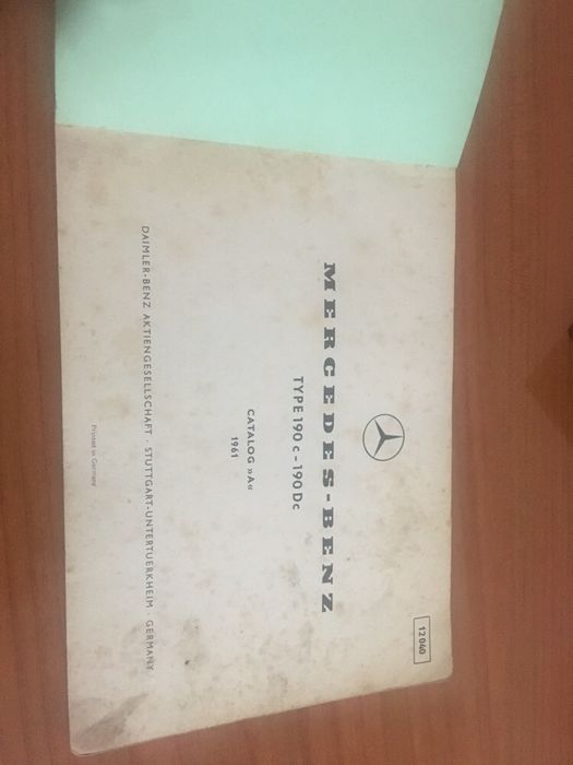 Mercedes 190E e 190D Catalgo Peças 1961