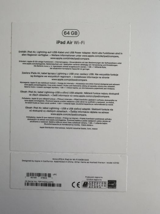 Tablet APPLE iPad Air 10.5 (2019) 64GB Wi-Fi Złoty MUUL2FD/A