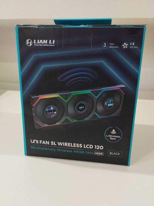 Lian Li UNI FAN SL Wireless LCD 120 Reverse Blade 12 cm Czarny 3 szt.
