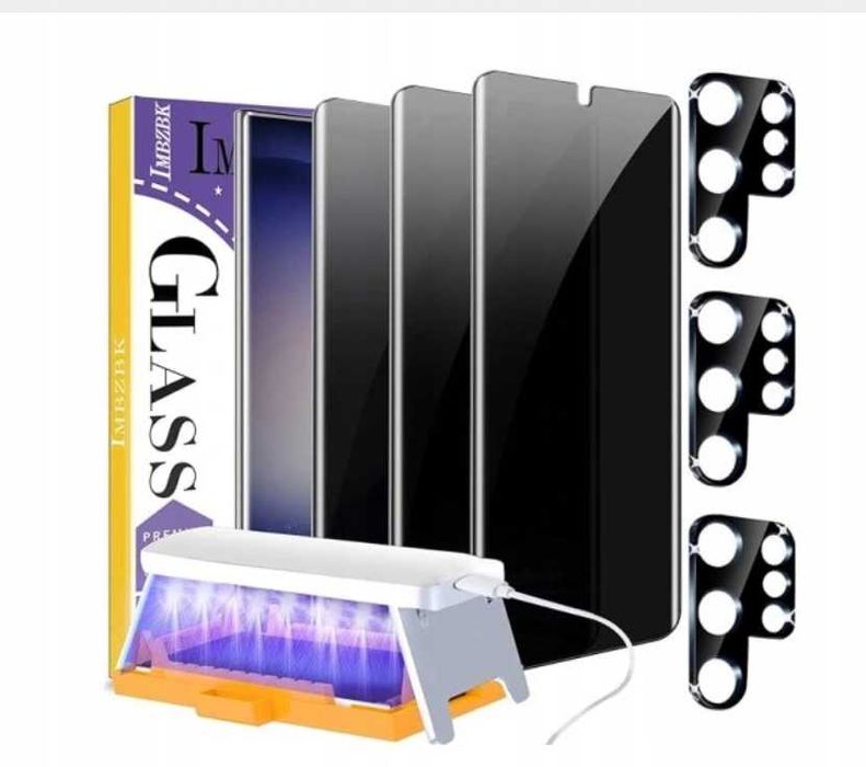 IMBZBK Zestaw 4+4 Szkło hartowane + szkło aparat do Samsung S23 Ultra