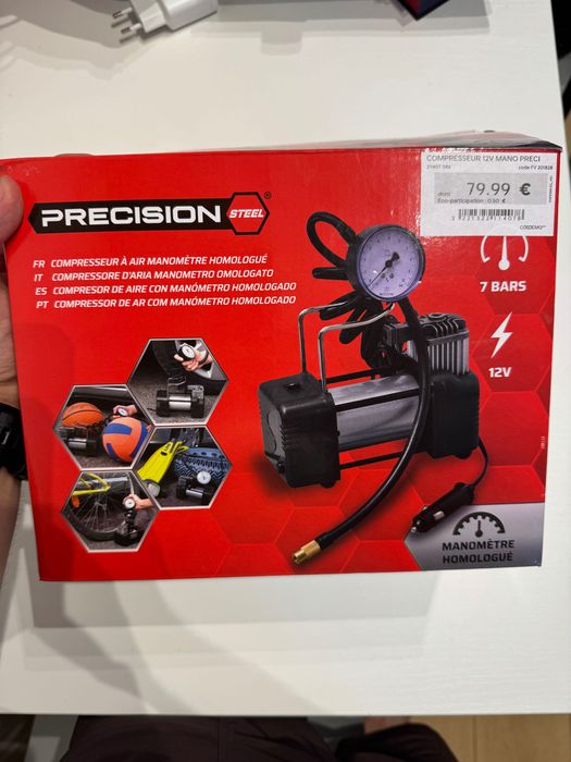 Kompresor samochodowy Precission Steel 12V z manometrem