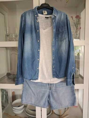 Mix paka zestaw ubrań Zara H&M 34 XS petite pants blue jeans 90's styl