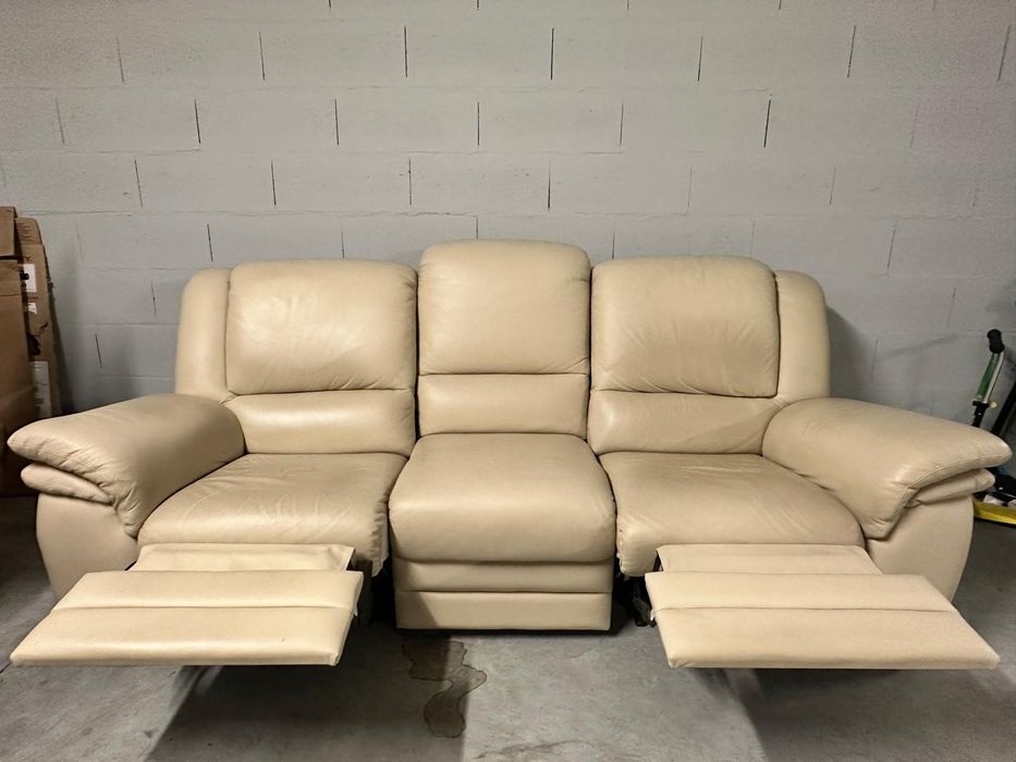 Conjunto 2 Sofás Château d’Ax em Pele Genuína – 2 + 3 Lugares – 2 Relax
