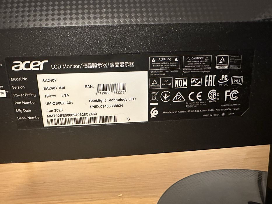 Monitor Acer SA240Y Abi 23.8” IPS Full HD — Bom estado