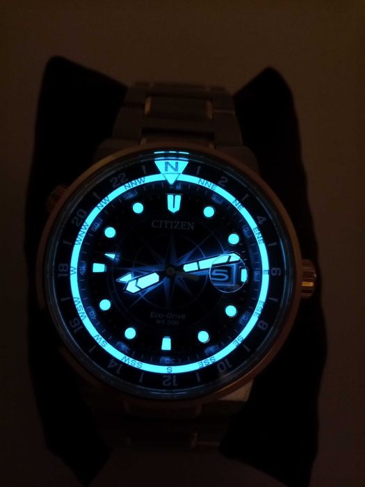 Японские 200м часы Citizen EcoDrive BJ7144-52L сапфир GMT второе