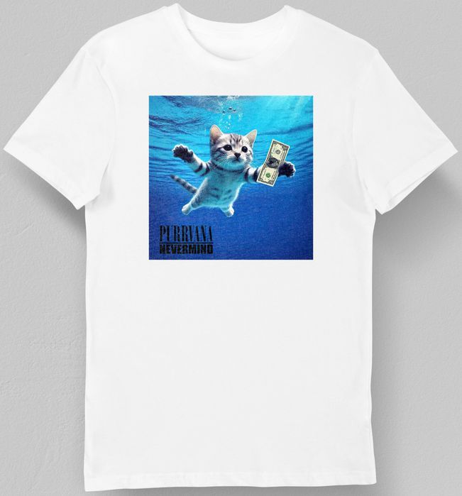 Koszulka kot nirvana basen biała S
