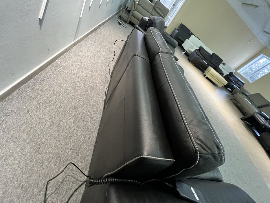 Диван трійка двійка реклайнер шкіряний чорний