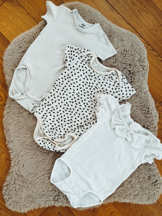 Zestaw 3 szt body krótki rękaw H&M prążek 86