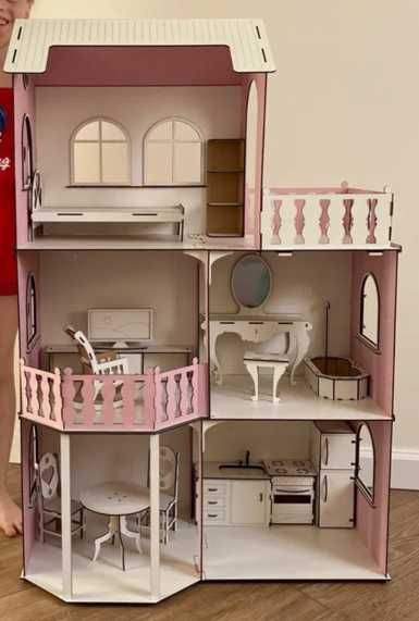 Будиночок для ляльок з меблями для кукол барбі великий дім
