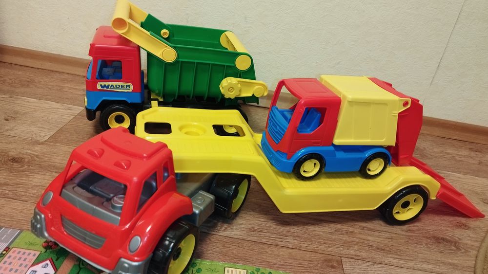 Машинки Wader, Автовоз, самосвал, мусоровоз