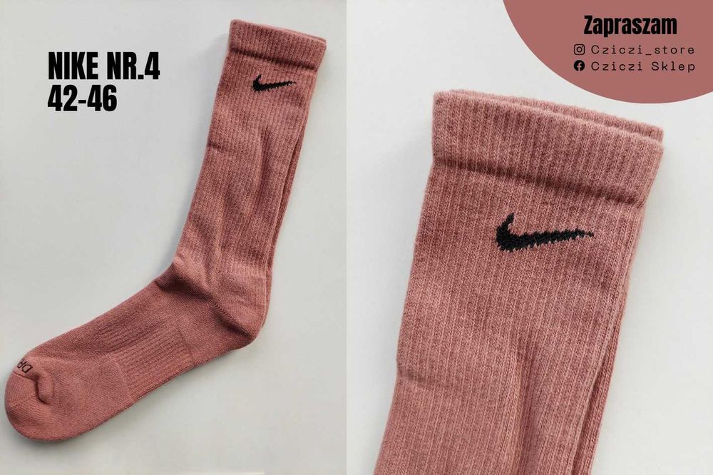 Ciemny brudny pudrowy róż skarpety NIKE oryginalne rozmiar 42-46