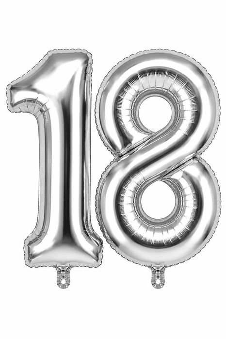 Balony Foliowe 18 Srebrne 80 cm Osiemnastka Urodziny Hel Zestaw
