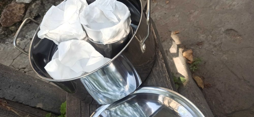 Набір нікельованого посуду 38 один. Каструлі, сковорода, тарілки, інше