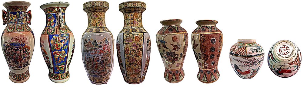 8 Vasos Antigos em Porcelana da China