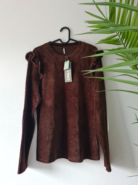 Bluza ONLY welurowa brązowa czekoladowa L