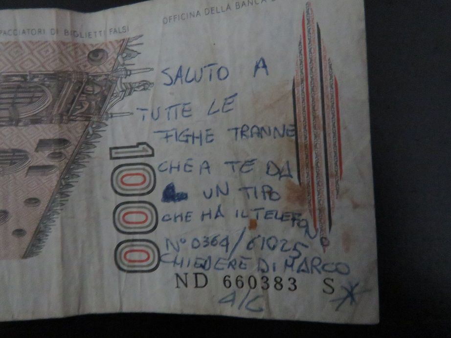 Nota de 1000 lire italiana Antiga