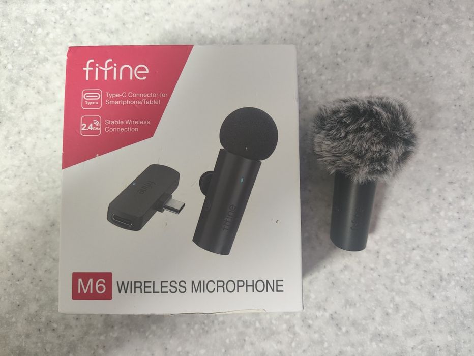 Fifine M6 бездротовий мікрофон + додатковий вітрозахист