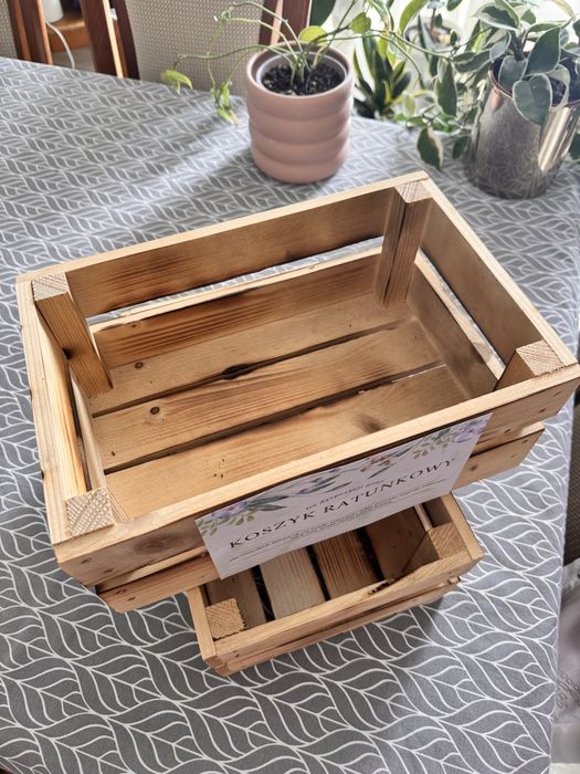 Koszyk ratunkowy na wesele skrzynka drewniana 30 x 20 x 12