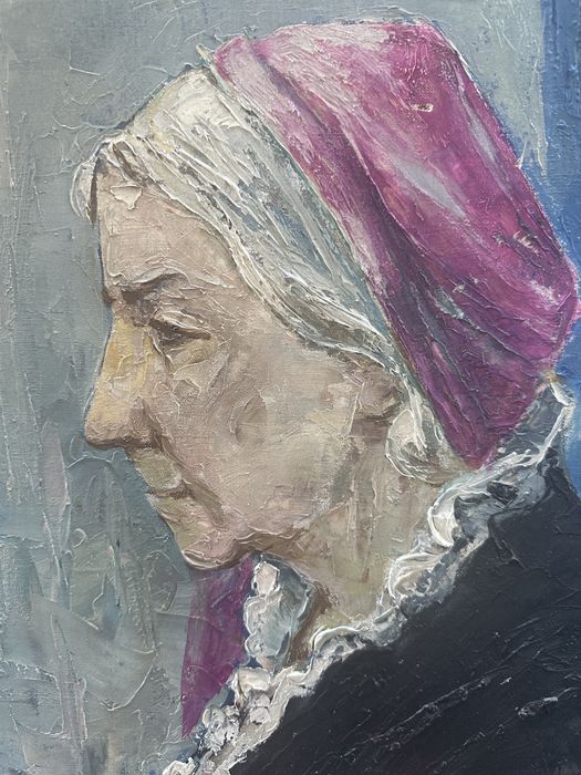 Alojzy Siwecki (1912-1988) „Stara kobieta”  stary olejny obraz