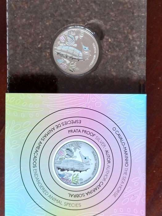 Moeda 5€ Portugal Cavalo Marinho Proof Prata