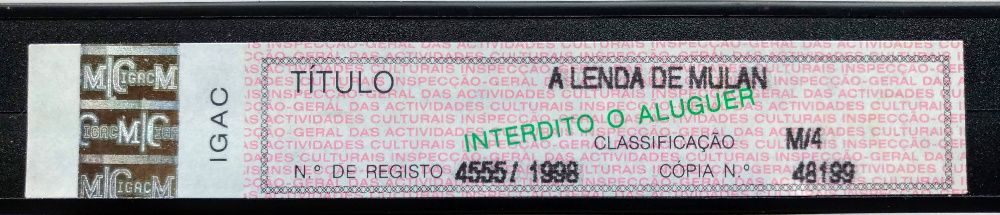 A Lenda de Mulan (em VHS)