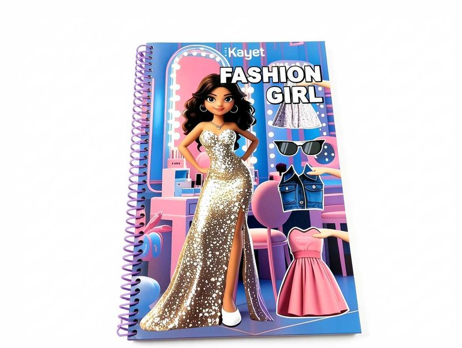 H109 Kayet Książeczka Dress Me Kreatywny Zeszyt Oblecz Ma Naklejki Moda Fashion Girl Dla Dzieci Dziewczynek Projektowanie Strojów Naklejanie Zestaw