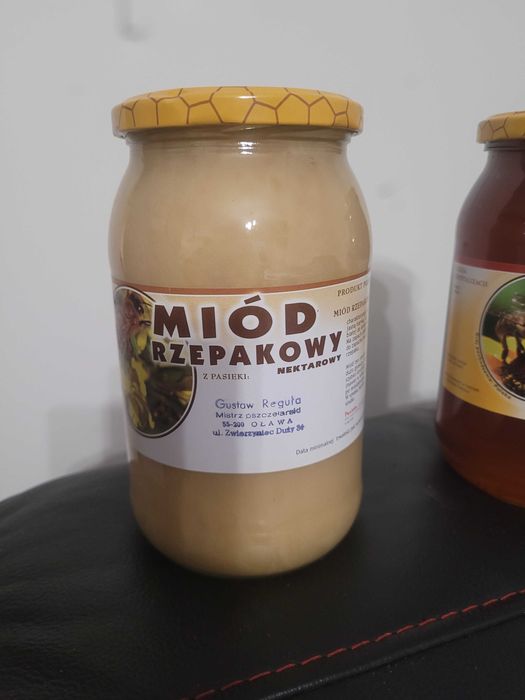 Miód RZEPAKOWY z wlasnej pasieki 100% NATURALNY! 1300g.-0,9L.