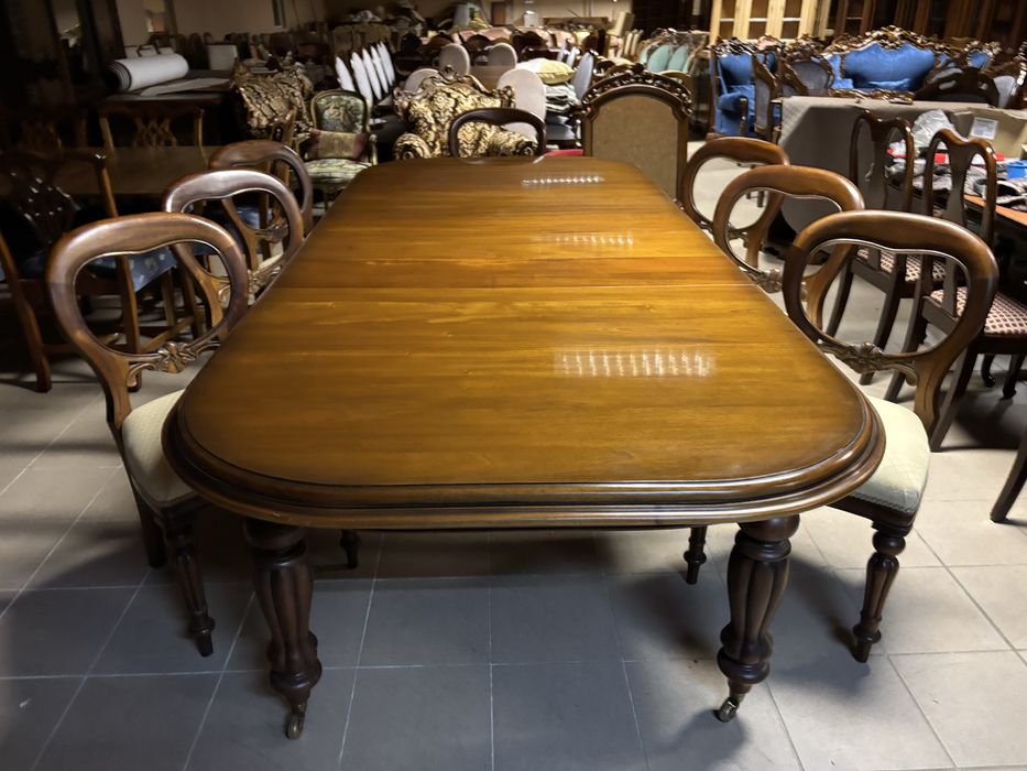 Angielski Zestaw Komplet Rozkładany Stół 8 Krzeseł 12 osób meble styl