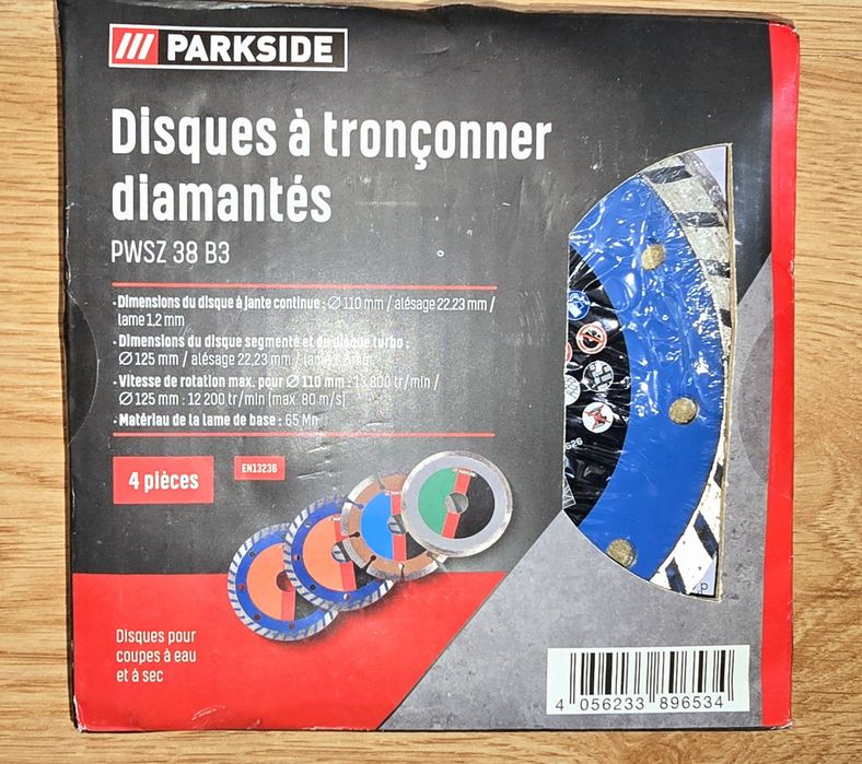 Набор кругов алмазных по гресу/керам/ камню/бетону 125мм (4шт) PARKSID