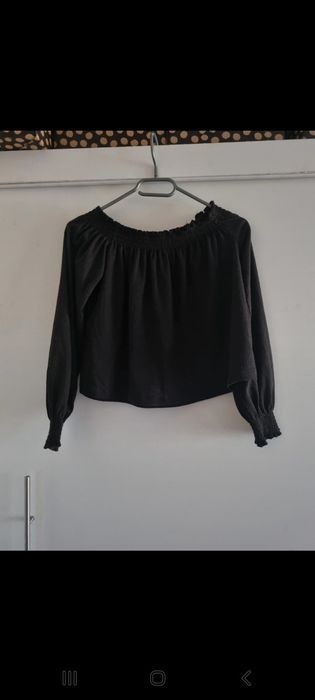 Bluzka hiszpanka, czarna h&m