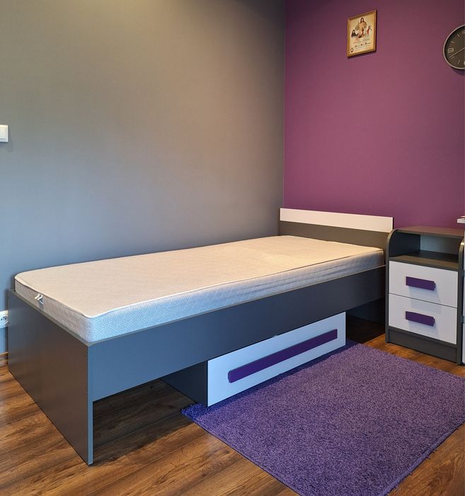 Łóżko 90x200 z szafką nocną + materac GRATIS