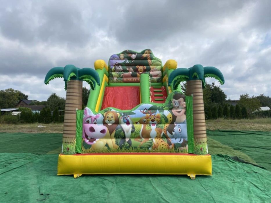 Dmuchaniec do wynajęcia dmuchana zjeżdżalnia dzika jungla, spiderman