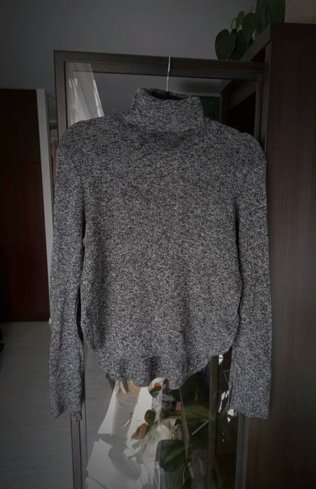 Sweterek z golfem Zara szary melanż S/M